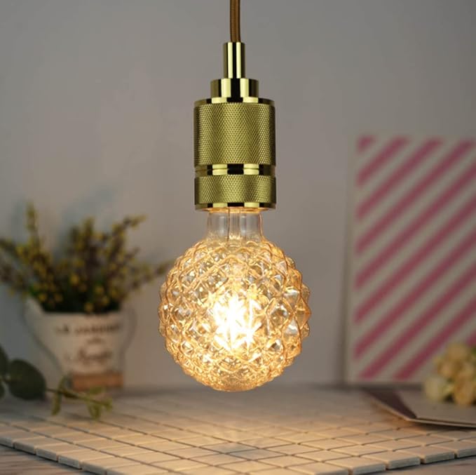 Lxcom Lighting G95 LED Pineapple Bulb Retro Edison Lamp 4W 2700K Warm White Light Not Dimmable 40W Equivalent Amber Glass Lamp, E26 Base, Suitable for Bedrooms, Restaurants, Cafes, Pack of 2