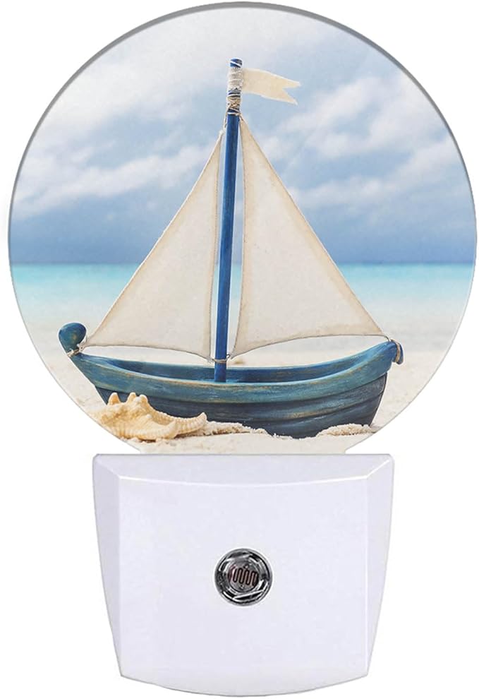EKOBLA Nautical Boat Plug-in Night Light, Beach Ship Coastal Theme LED Nightlight for Room Decor, 0.5W Sleep Friendly