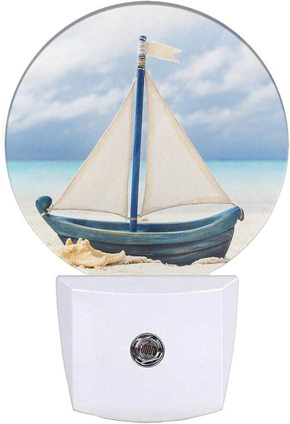 EKOBLA Nautical Boat Plug-in Night Light, Beach Ship Coastal Theme LED Nightlight for Room Decor, 0.5W Sleep Friendly