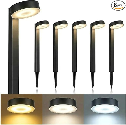 Upgraded Solar Pathway Lights Outdoor Waterproof - 8 Pack 3 Color Temperature Solar Garden Lights (Warm /Neutral/Cool White), Enhanced Brightness LED Landscape Lighting for Yard, Lawn, Walkway