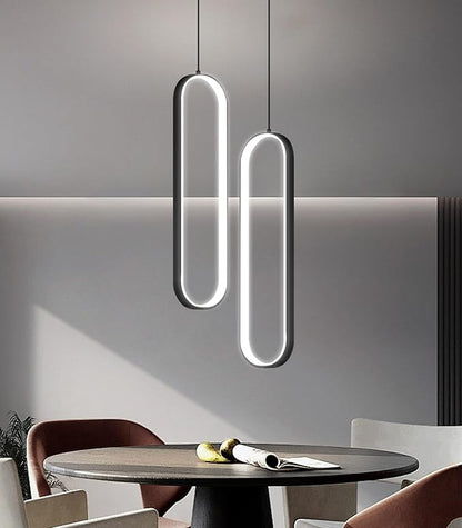 Modern Ring Chandelier LED Dimmable Ceiling Light for Living Room Kitchen Island Staircaes Black