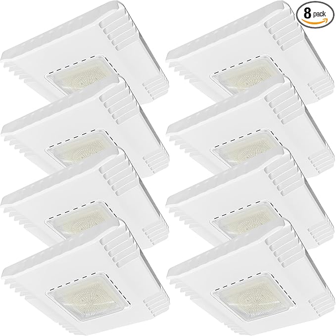 150W LED Canopy Light, 21000LM 5700K, Surface Mount LED Gas Station Ceiling Light, IP65 Outdoor Rated [600W HID/HPS Equiv.], High Bay Parking Garage Lighting, AC 90-277V, UL Listed (8 Pack)