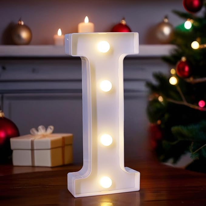 LED Light Up Marquee Letters, Battery Powered Decorative LED Letter Lights, Alphabet Light Up Letters for Wedding Birthday Party,Holiday Lamp or Home Bar Decoration (Letter I)