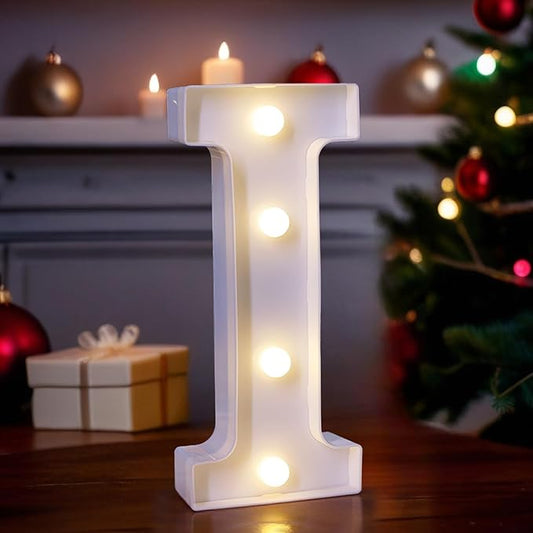 LED Light Up Marquee Letters, Battery Powered Decorative LED Letter Lights, Alphabet Light Up Letters for Wedding Birthday Party,Holiday Lamp or Home Bar Decoration (Letter I)