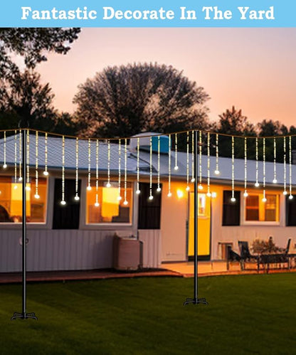 10FT String Light Pole Stand, Outdoor String Lights Hanging, Use for Backyard, Garden, Patio, Party, Festival, Wedding, Picnic, Matte, 1 Pole