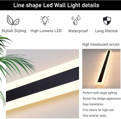 2 Pack 23.6INCH Long Outdoor LED Wall Lights,18W Waterproof IP65 Warm White led Wall Light Rectangular Black Wall Light,led Porch Lights Outdoor Wall Elegant Frosted White Acrylic Anti Rust