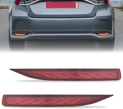 Nilight Rear Bumper Tail Light Compatible with 2019 2020 2021 2022 2023 2024 2025 Toyota Corolla Red Lens LED Reflector Bumper Lamp Brake Turn Signal Sequential Flashing Driving Taillights Replacement