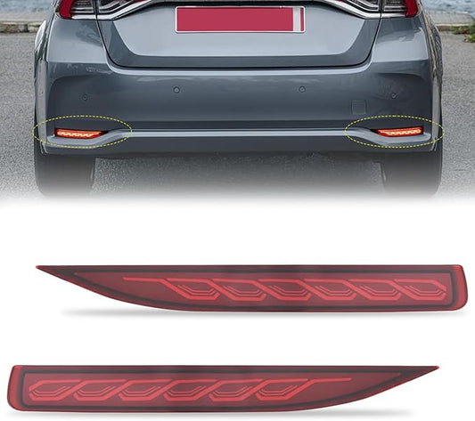 Nilight Rear Bumper Tail Light Compatible with 2019 2020 2021 2022 2023 2024 2025 Toyota Corolla Red Lens LED Reflector Bumper Lamp Brake Turn Signal Sequential Flashing Driving Taillights Replacement