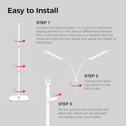 Plant Grow Light for Indoor, Full Spectrum Dual Heads Grow Light, 66.5in Extendable Stand,144 LEDs,10-Level Dimmable, Auto Timer, Adjustable Gooseneck Floor Lamp for Tall Large Plants