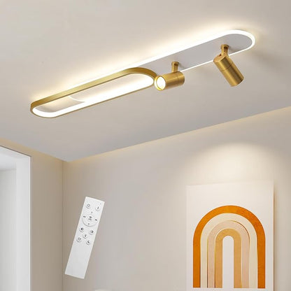 Modern LED Ceiling Light 47.2 Inch Linear Ceiling Lights with Remote Control Adjustable Light 3000K/4500k/6000K Gold Long Ceiling lamp for Living Room Kitchens Bedroom Dining Rooms Office