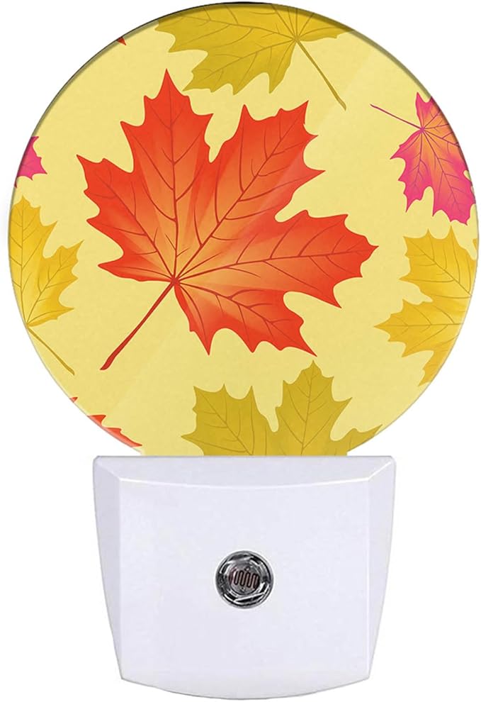 EKOBLA Maple Leaf Plug-in Night Light, Autumn Fall Leaves LED Nightlight with Dusk to Dawn Sensor for Bedroom, Bathroom, Hallway & Fall Decor