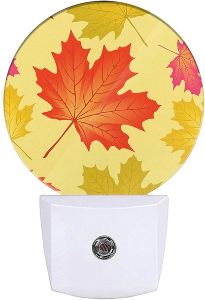 EKOBLA Maple Leaf Plug-in Night Light, Autumn Fall Leaves LED Nightlight with Dusk to Dawn Sensor for Bedroom, Bathroom, Hallway & Fall Decor
