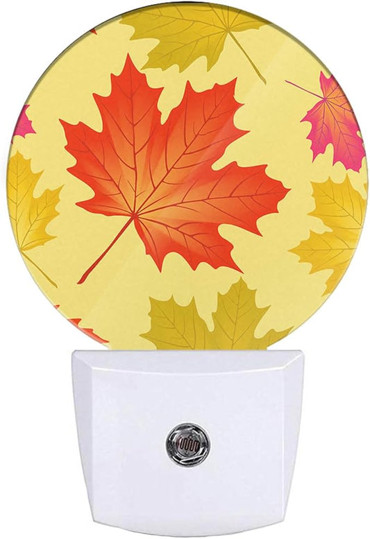 EKOBLA Maple Leaf Plug-in Night Light, Autumn Fall Leaves LED Nightlight with Dusk to Dawn Sensor for Bedroom, Bathroom, Hallway & Fall Decor