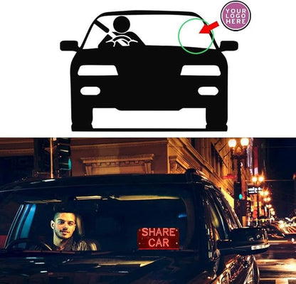 LED Car Sign Decor, Decal Stickers With Suction Cups, Flashing Hook on Window, Light With Cigarette Lighter Power Interface - Red
