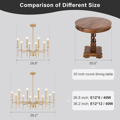 8 Light Gold Chandelier Light Fixture, Modern Farmhouse Chandeliers for Dining Room Light Fixture, Metal Candle Pendant Chandelier for Foyer Entryway Stairs Living Room Bedroom Kitchen