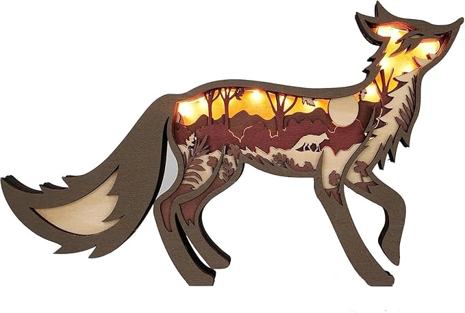 3D Wooden Animal Carving LED Night Light, Wood Carving Light, Modern Home Decoration, Decorative Tables, Cabinets, Living Rooms, Bedrooms, Offices, Farmhouses, Bookshelves, Perfect Holiday Gifts