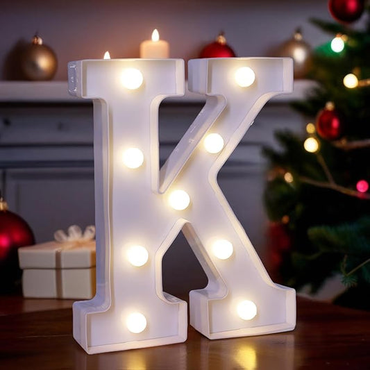 LED Light Up Marquee Letters, Battery Powered Decorative LED Letter Lights, Alphabet Light Up Letters for Wedding Birthday Party,Holiday Lamp or Home Bar Decoration (Letter K)