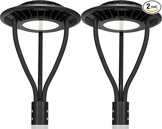 2 Pack LED Post Top Light ETL Listed 150W 120W 90W Adjustable Outdoor Pole Lights with Photocell IP65 Waterproof Post LED Fixture 5000K for Garden Yard Street Lighting