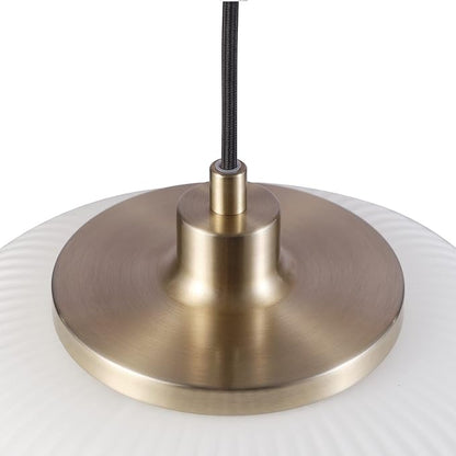 Globe Electric 65842 1-Light Pendant Lighting, Matte Brass, Frosted Ribbed Glass Shade