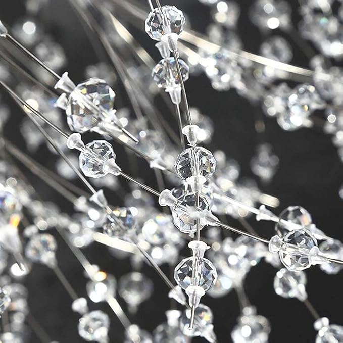 Modern Crystal Firework Chandelier, Linear Lighting Fixtures Hanging, Gold Dandelion Chandelier LED Pendant Lighting for Dining Room, Bedroom, Living Room (12-Light, 35.5")