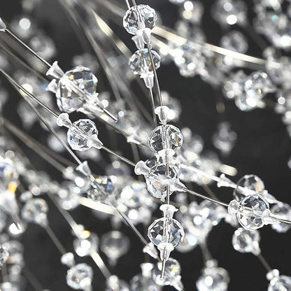 Modern Crystal Firework Chandelier, Linear Lighting Fixtures Hanging, Gold Dandelion Chandelier LED Pendant Lighting for Dining Room, Bedroom, Living Room (12-Light, 35.5")