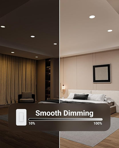 Sunco 4 Pack 6 Inch Ultra Thin LED Recessed Ceiling Lights Slim, 5000K Daylight, Dimmable, 14W=100W, Wafer Thin, Canless with Junction Box - ETL.