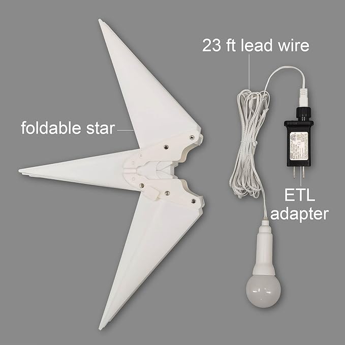 Leejec 22" Moravian Star Light, Easy Assembly, Christmas Decorations, Indoor& Outdoor Hanging, Advent Star, Warm White LED Porch Light with Timer, Wedding & Home Decor