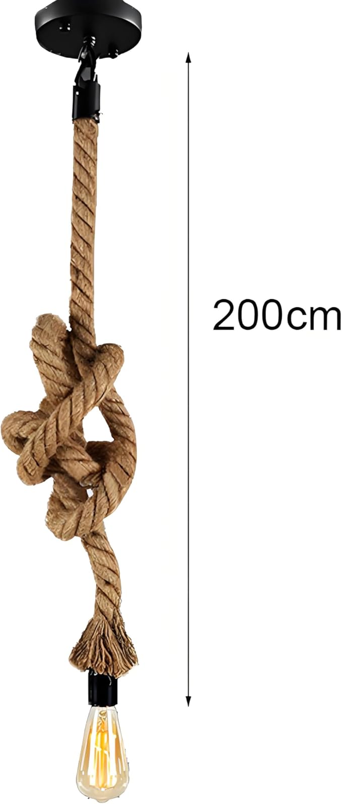 1 Head 2 Meter Hemp Rope Vintage Ceiling Pendant Light Lamp Fixture E26/E27 Base,Retro Style for Dining Hall Restaurant Bar Lighting(Bulb not Included)