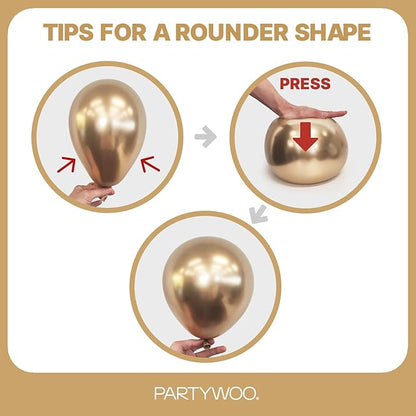PartyWoo Metallic Gold Balloons 145pcs Different Sizes of 18 12 10 5 Inch Chrome Gold Balloon Arch Kit Garland for Birthday Graduation Baby Shower Wedding Bachelorette Party Decorations Gold-G127