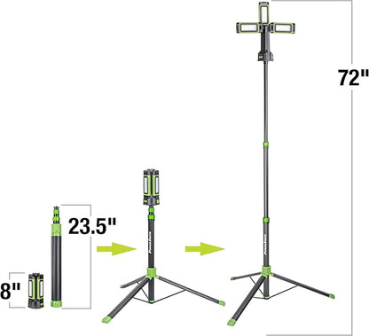 PowerSmith Rechargeable Work Light with Stand 4500 Lumen, Durable Metal Tripod Construction, Metal Light Panels, 72" Tall (PWLR045T)