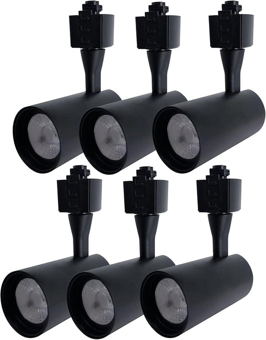 DingZ 12W Dimmable LED Track Lighting Heads Compatible with Single Circuit H Type Track Lighting Rail Ceiling Spotlight for Accent Task Wall Art Exhibition Lighting 24° 3000K Black Pack of 6