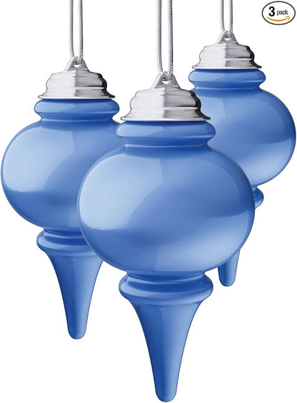 Xodus Innovations WP610-3 Battery Powered 8 inch LED Finial Ornaments, Pulsing Action, Dusk Sensor (Pack of 3), Blue