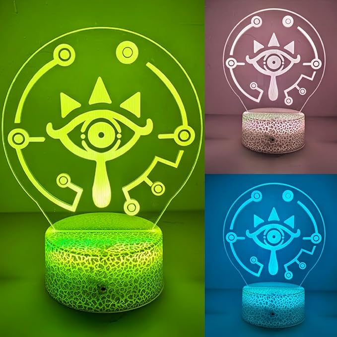3D Night Light, 16 Color Changing Cartoon USB Desk Lamp, Crest of Hyrule Illusion Lighting with Remote Control for Home Decor Gift for Kids. (3)