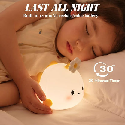 Angler Fish Night Light for Kids, Cute Anime Fish Lamp Gifts for Baby Boys and Girls, Touch Adjustable Squishy Silicone Nursery Night Lights with Timer, Rechargeable Kids Lamp Kawaii Sea Themed Decor