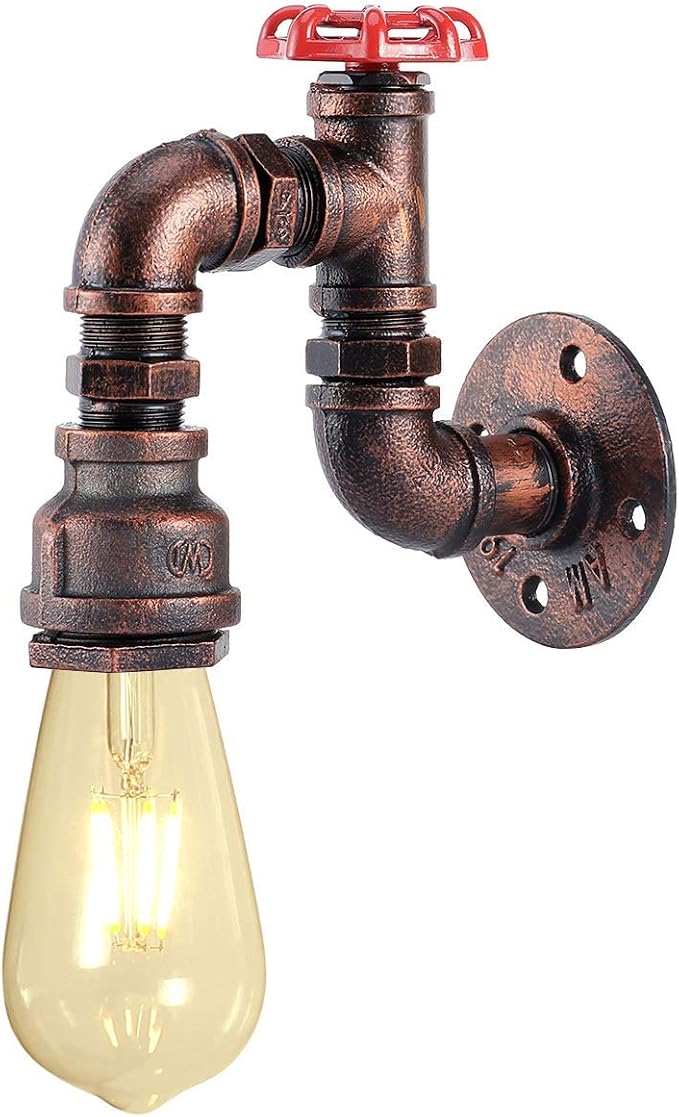 Kawell Vintage Wall Light Fixtures Industrial Retro Wall Sconce Light Creative Water Pipe Wall Lamp Iron Art E26 60W Max for Bedroom Kitchen Restaurant Loft Cafe Bar Hallway