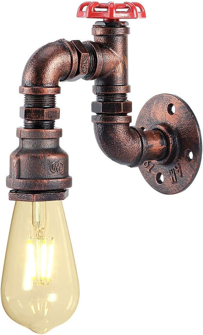 Kawell Vintage Wall Light Fixtures Industrial Retro Wall Sconce Light Creative Water Pipe Wall Lamp Iron Art E26 60W Max for Bedroom Kitchen Restaurant Loft Cafe Bar Hallway