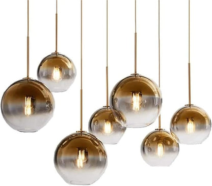 Gradient Color Glass Pendant Light,Modern Glass Hanging Light Chandelier Light (Gold, 30cm)
