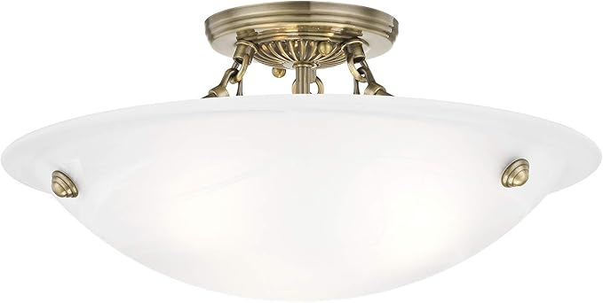 Livex Lighting 4273-01 Oasis 3-Light Ceiling Mount, Antique Brass