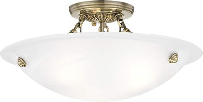 Livex Lighting 4273-01 Oasis 3-Light Ceiling Mount, Antique Brass