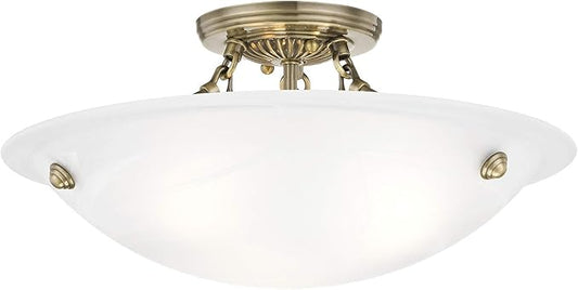 Livex Lighting 4273-01 Oasis 3-Light Ceiling Mount, Antique Brass