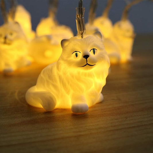 Persian Cat String Lights,5ft/1.5M 10 LEDs Battery Powered Cute Animal String Lights for Home Party,Children Bedroom,Children Room,Library or Any Kids Party Decoration.