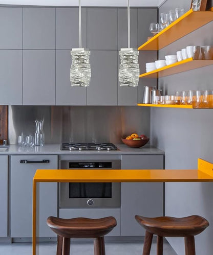 Modern Crystal Pendant Light Bathroom LED Chrome Mini Pendant Lights Kitchen Island, 8W, 4000K, NOT Dimmable