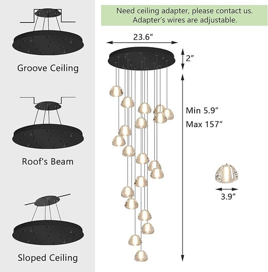 Modern Crystal Chandeliers LED Ceiling Lighting Foyer Large Ceiling Light for Staircase Living Room Hallway Entryway