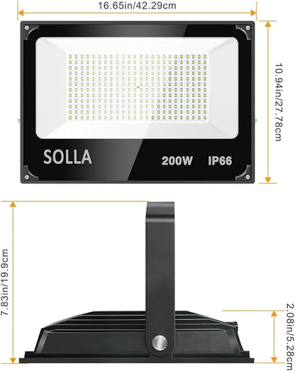 2 Pack 200W Led Flood Light, 20000lm 6000K Daylight White Outdoor Flood Lighting, Indoor Flood Light Fixture Landscape Security Floodlight Spotlight for Yard, Garden, Garage, Rooftop