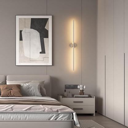 40In Sand Nickel Wall Sconces Set of Two Hardwired Linear Bathroom Sconce 360° Rotate Modern Vanity Light Bar 3000K for Bedroom Bathroom