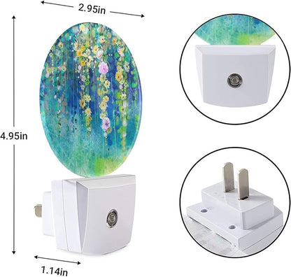 EKOBLA Ivy Plug-in Night Light, Green Floral Ivy & Wisteria Blossom LED Nightlight with Auto Sensor