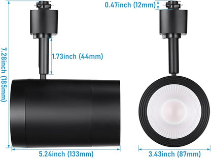 LEONLITE 8-Pack Retail Pro Series 17.5W LED H Track Lighting Heads, ETL, Commercial Dimmable H Track Light Heads for Store Shop Restaurants, CRI90 Track Lighting, 5CCT, Matte Black