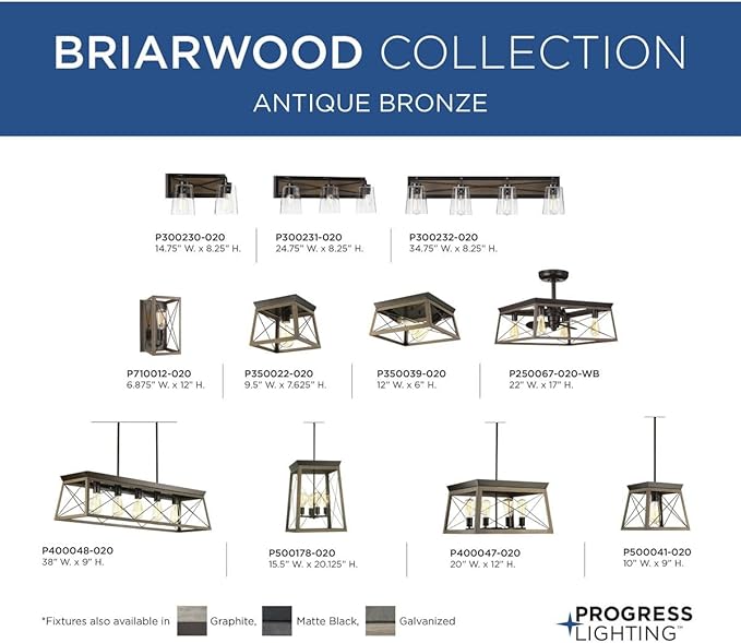 Briarwood Collection 22-Inch 3-Blade AC Motor Farmhouse Ceiling Fan Antique Bronze