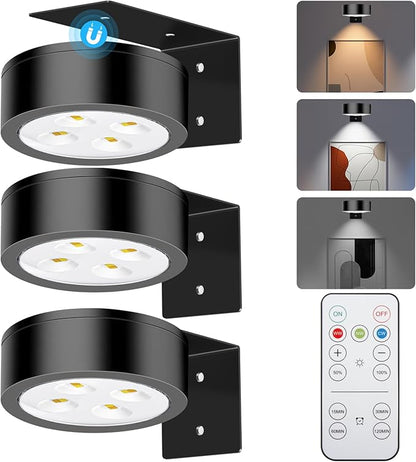 Picture Lights for Wall, 3 Lighting Modes Magnetic Art Display Light,Battery Operated Led Painting Light with Remote Control Dimmable & Timer,3Pack Black