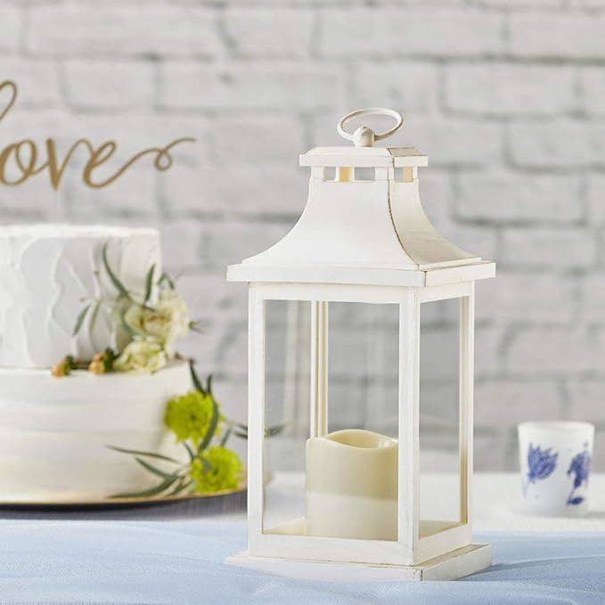 Kate Aspen LED Vintage Decorative Ivory Hampton-Rustic Home Shelf Decor Lantern, One Size (Pack of 2)